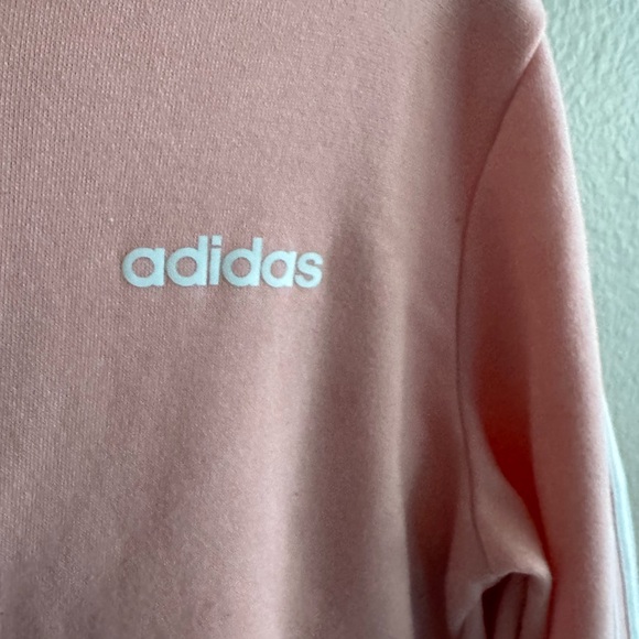 Adidas solid Pink active wear pullover sweatshirt with side stripes - size small - Picture 2 of 4